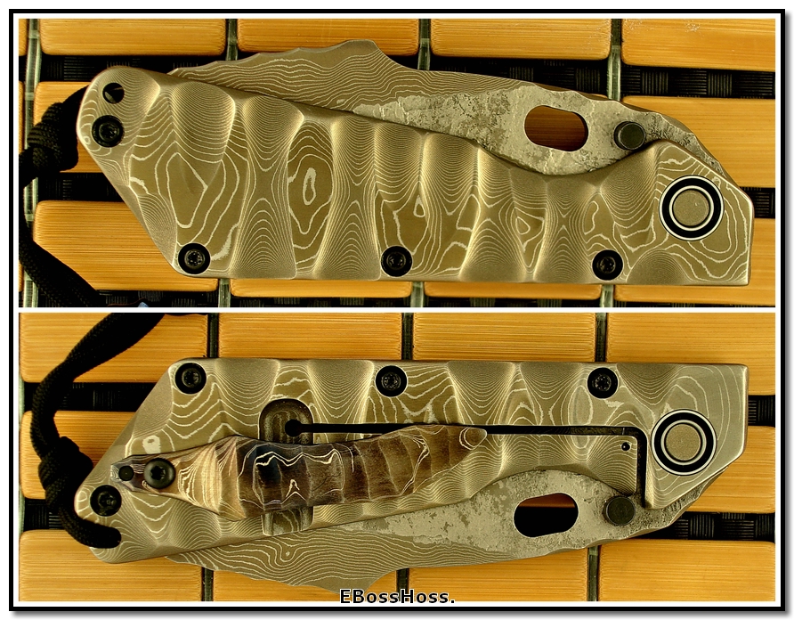 Mick Strider MSC All-Damascus XL SnG Prototype w/New Bearing Pivot.