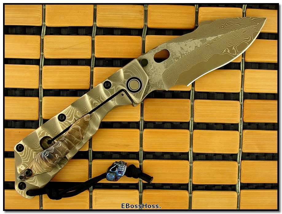 Mick Strider MSC All-Damascus XL SnG Prototype w/New Bearing Pivot.