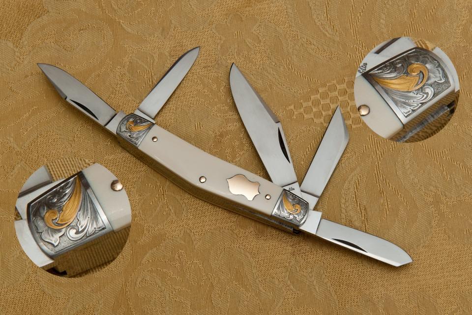Joel Chamblin 3 3/4-inch Ivory Stockman engraved by Jim Small