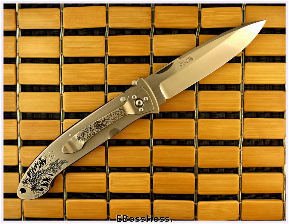 Bob Lum XL Folding Stalker w/LAWKS; Masterfully Engraved by CJ Cai
