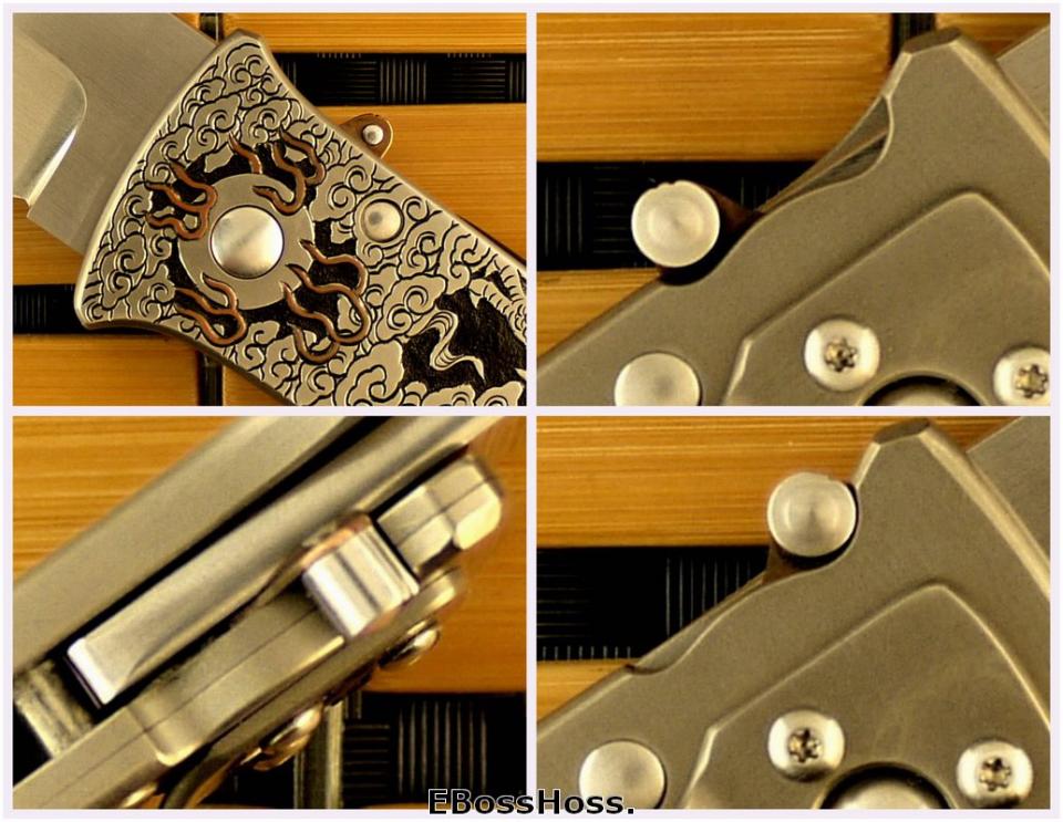 Bob Lum XL Folding Stalker w/LAWKS; Masterfully Engraved by CJ Cai