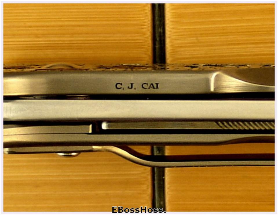 Bob Lum XL Folding Stalker w/LAWKS; Masterfully Engraved by CJ Cai