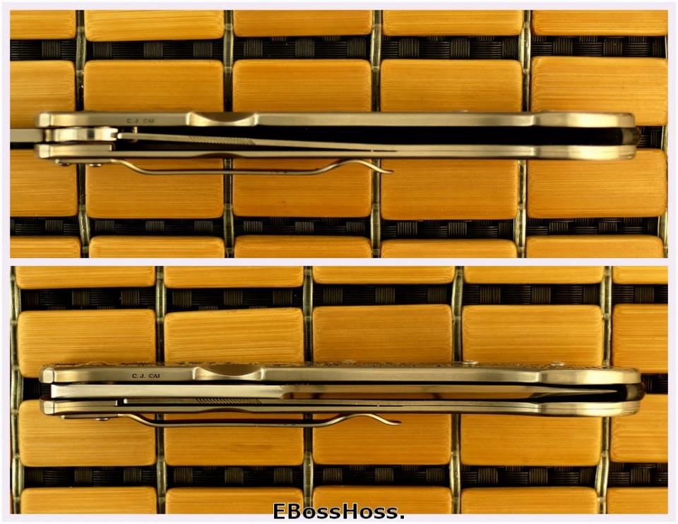 Bob Lum XL Folding Stalker w/LAWKS; Masterfully Engraved by CJ Cai