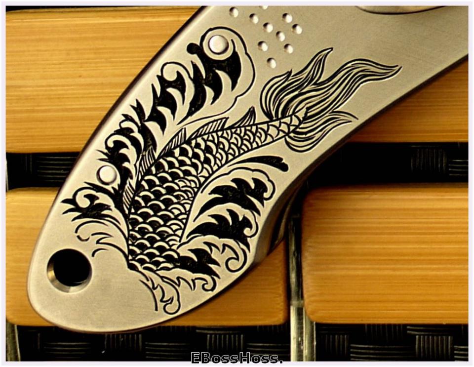 Bob Lum XL Folding Stalker w/LAWKS; Masterfully Engraved by CJ Cai