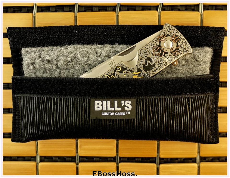 Bob Lum XL Folding Stalker w/LAWKS; Masterfully Engraved by CJ Cai