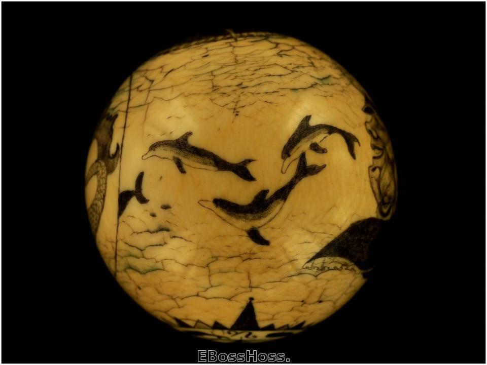 Roni Deitrich Scrimed Antique Ivory Cue Ball