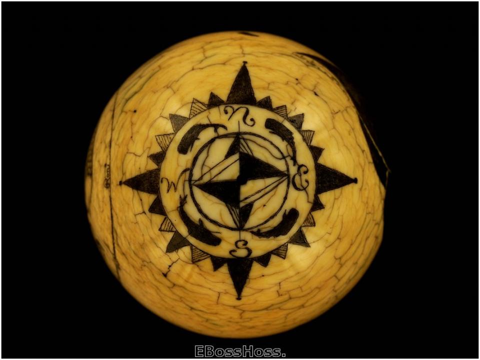 Roni Deitrich Scrimed Antique Ivory Cue Ball