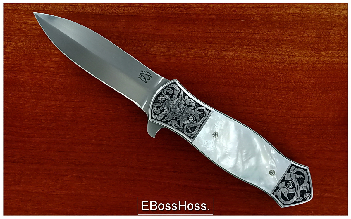D.B. Fraley Dbl. Bolstered Dagger-Grind Flipper; Engraved by Tom Ferry
