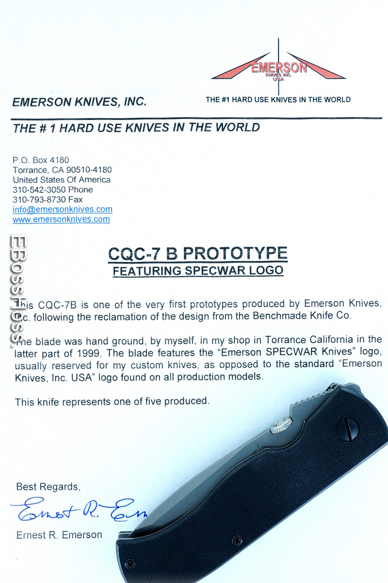 Ernie Emerson Custom Milspec CQC-7 B Prototype w/Serrate