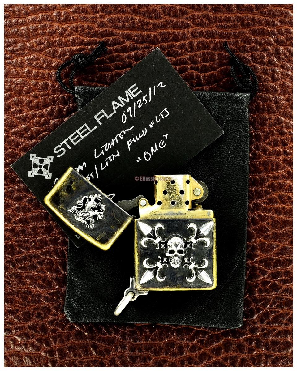 Steel Flame One-off Custom Darkness / Lion Zippo