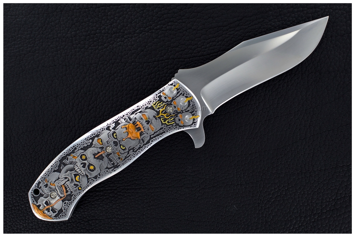 D.B. Fraley Gold'N Skulls XXL Deluge - Masterfully engraved by C.J. Cai