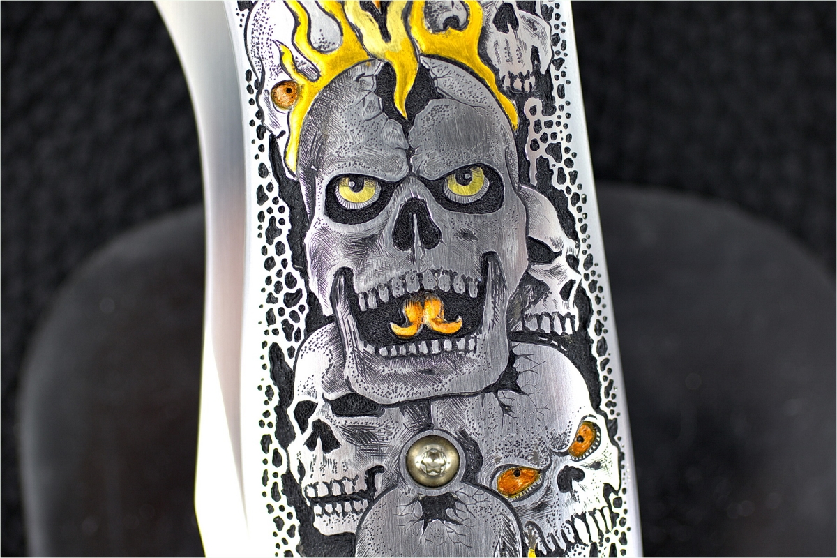 D.B. Fraley Gold'N Skulls XXL Deluge - Masterfully engraved by C.J. Cai