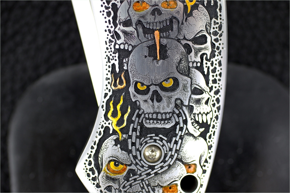 D.B. Fraley Gold'N Skulls XXL Deluge - Masterfully engraved by C.J. Cai