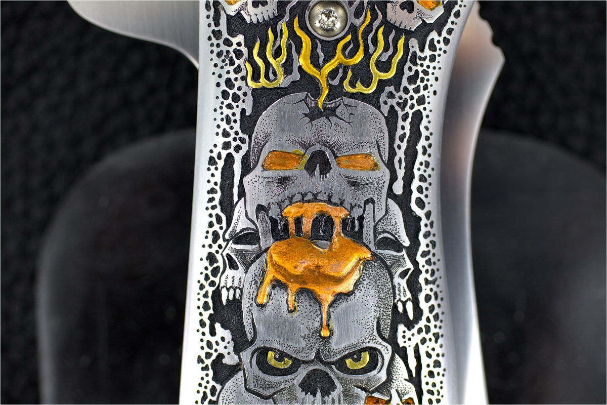 D.B. Fraley Gold'N Skulls XXL Deluge - Masterfully engraved by C.J. Cai