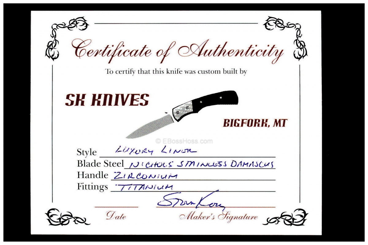 SK Knives (Steve Kelly) Deluxe Luxury Liner Flipper