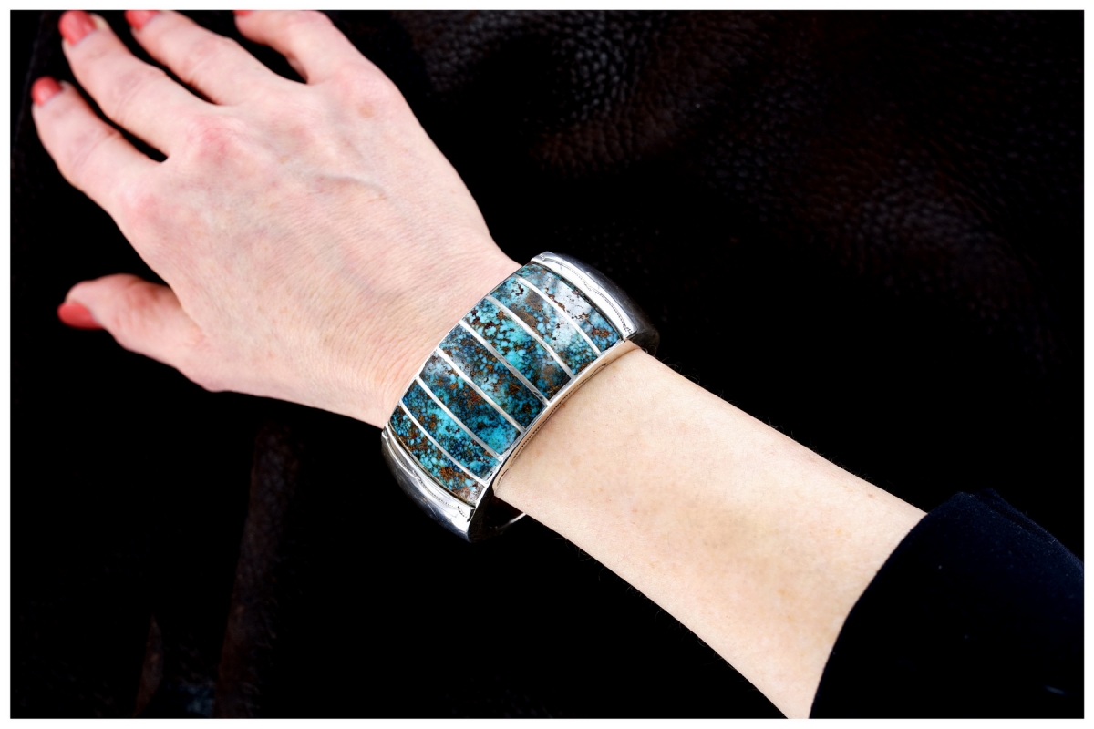 Mary Morgan Bisbee-Turquoise & Sterling-Silver Woman's Navajo Cuff Bracelet