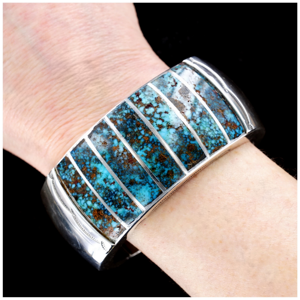 Mary Morgan Bisbee-Turquoise & Sterling-Silver Woman's Navajo Cuff Bracelet
