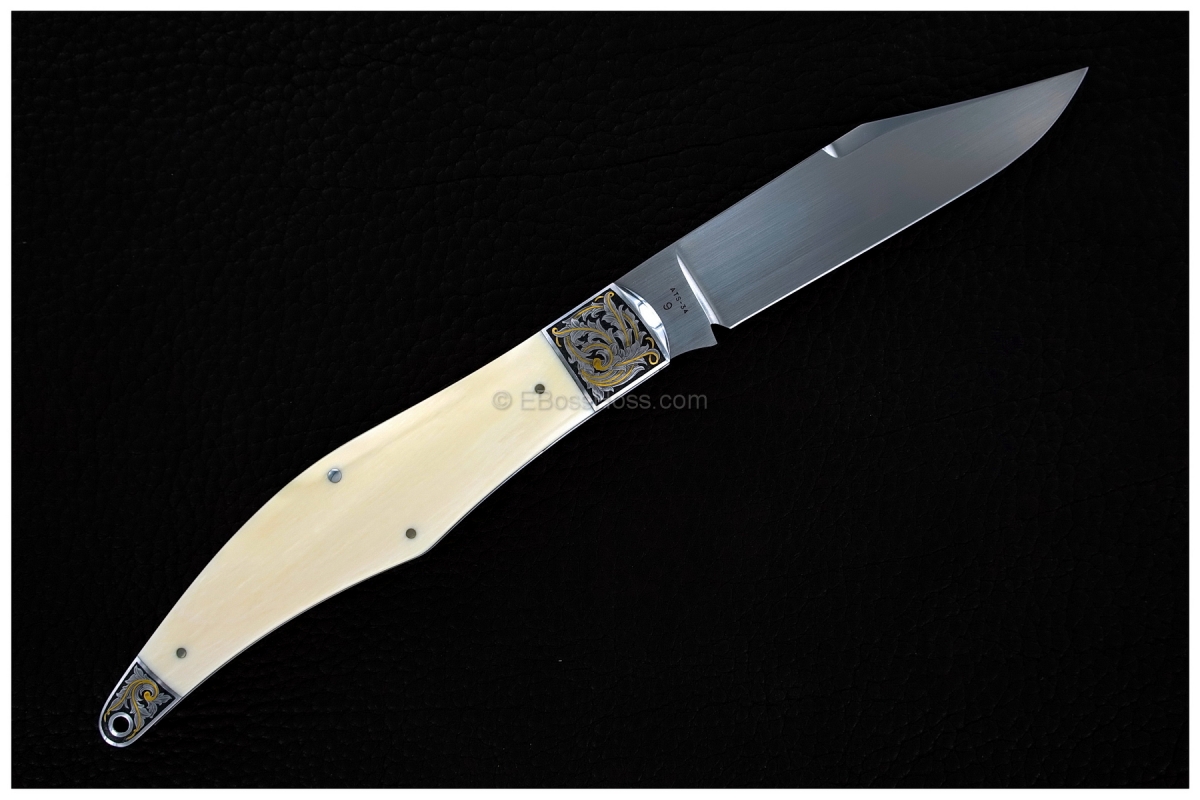 Tony Bose 5 1/4-inch Yukon Knife; exquisitely engraved by Joe Mason