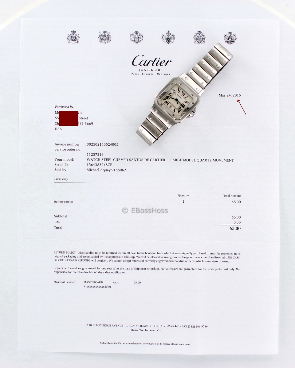 Cartier Curved Large Santos De Cartier - Model No. W20060D6