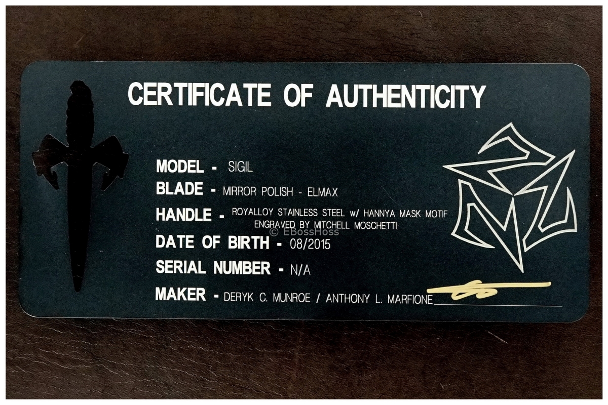 Deryk Munroe / Anthony Marfione Custom Engraved Hannya Masks Sigil Flipper