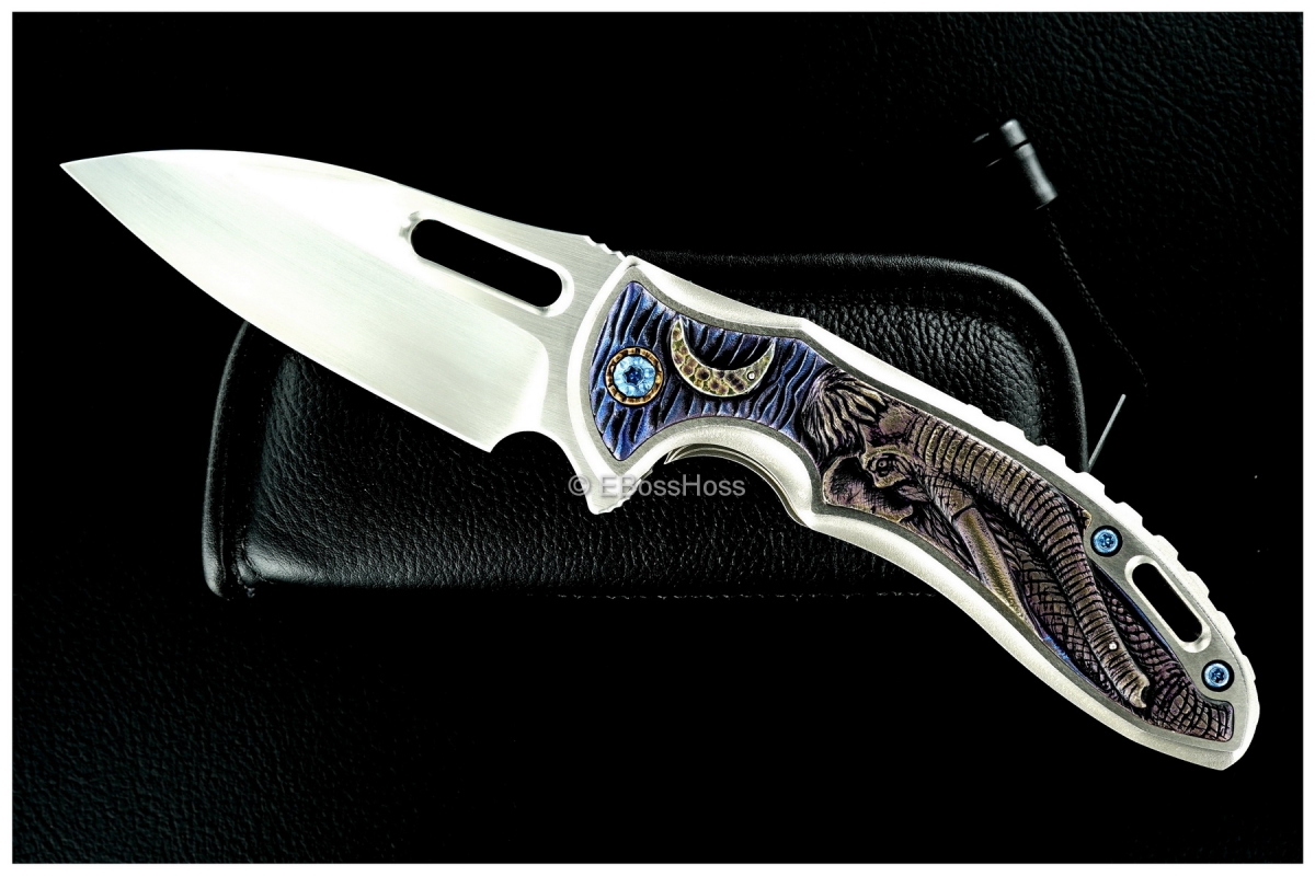Korth Cutlery ''The Jungle Elephant'' Carved Sentry XL Flipper