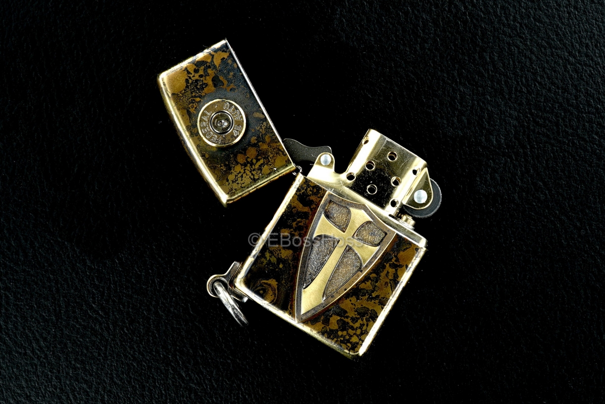 Steel Flame Custom Crusader Lion Cross Zippo w/Federal 45