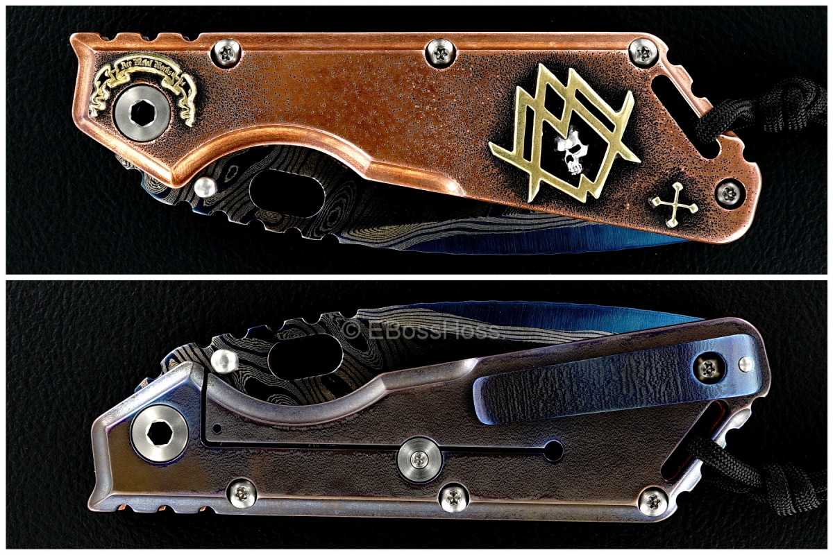 Mick Strider (MSC) / Ryk Mavrick (Starlingear) Custom Copper Cobalt San Mai Damascus XL Tanto