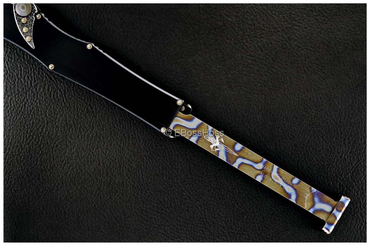 Tony Marfione (Microtech) Custom Deluxe Halo V Tanto OTF - Ball Bearing Damascus