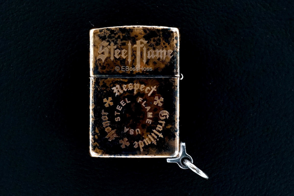 Steel Flame Custom XL Bronze Darkness Zippo by Derrick Obatake