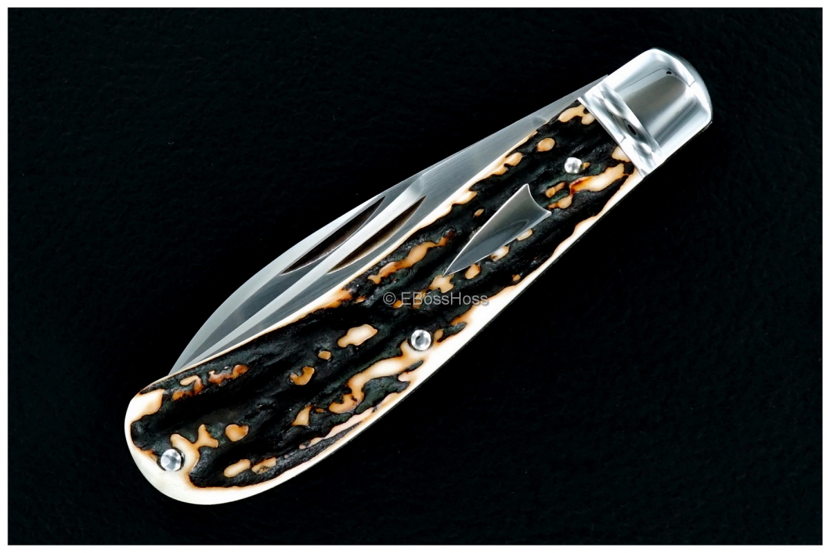 Tony Bose 3 5/8-inch Wharncliffe Trapper - Dark Popcorn Stag