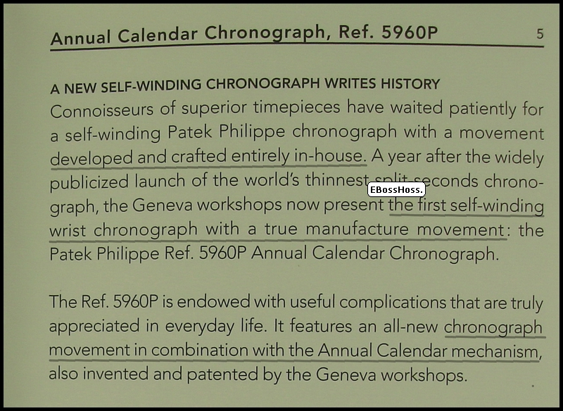 Patek Phillipe 5960P Platinum Chronograph Annual Calendar