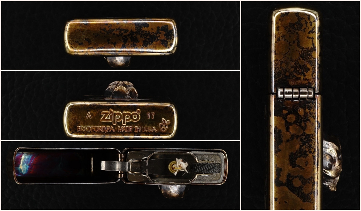 Steel Flame 3-D Warrior Skull Patina-ed Zippo Lighter