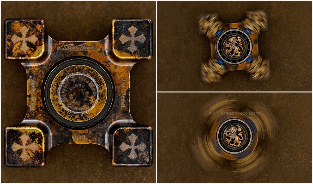 Steel Flame Executive SLEDGE 3-D Bronze Crusader Lions Ring Spin