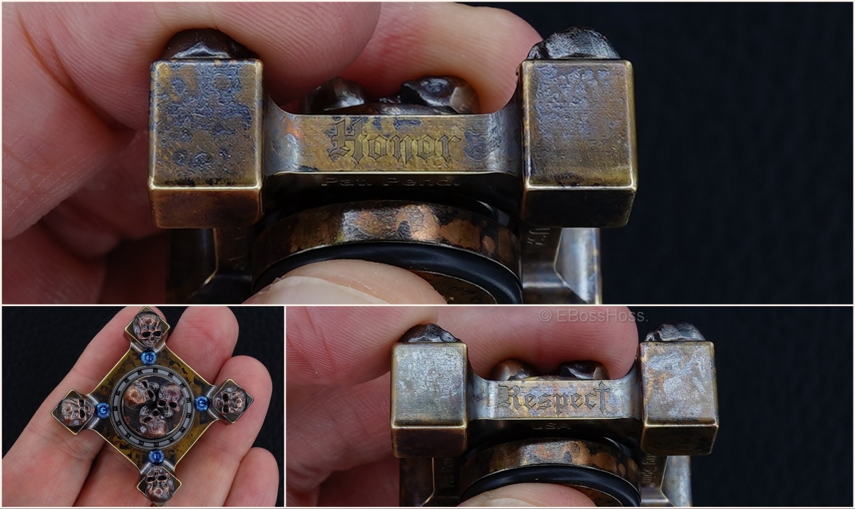 Steel Flame 3-D Copper Pile of Skulls Ring Spin KillBoX