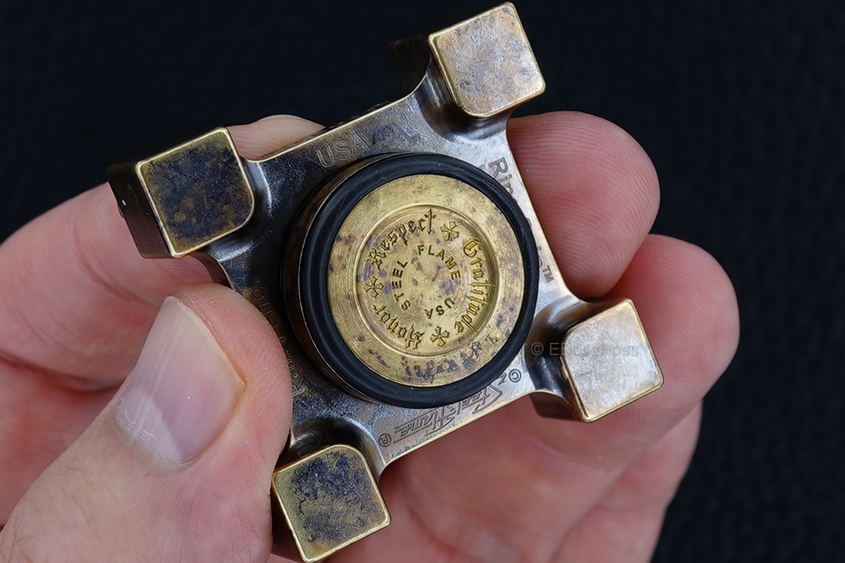 Steel Flame 3-D Copper Pile of Skulls Ring Spin KillBoX