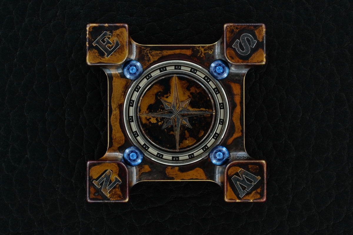 Steel Flame Compass Rose Bronze Ring Spin KillboX with Slug