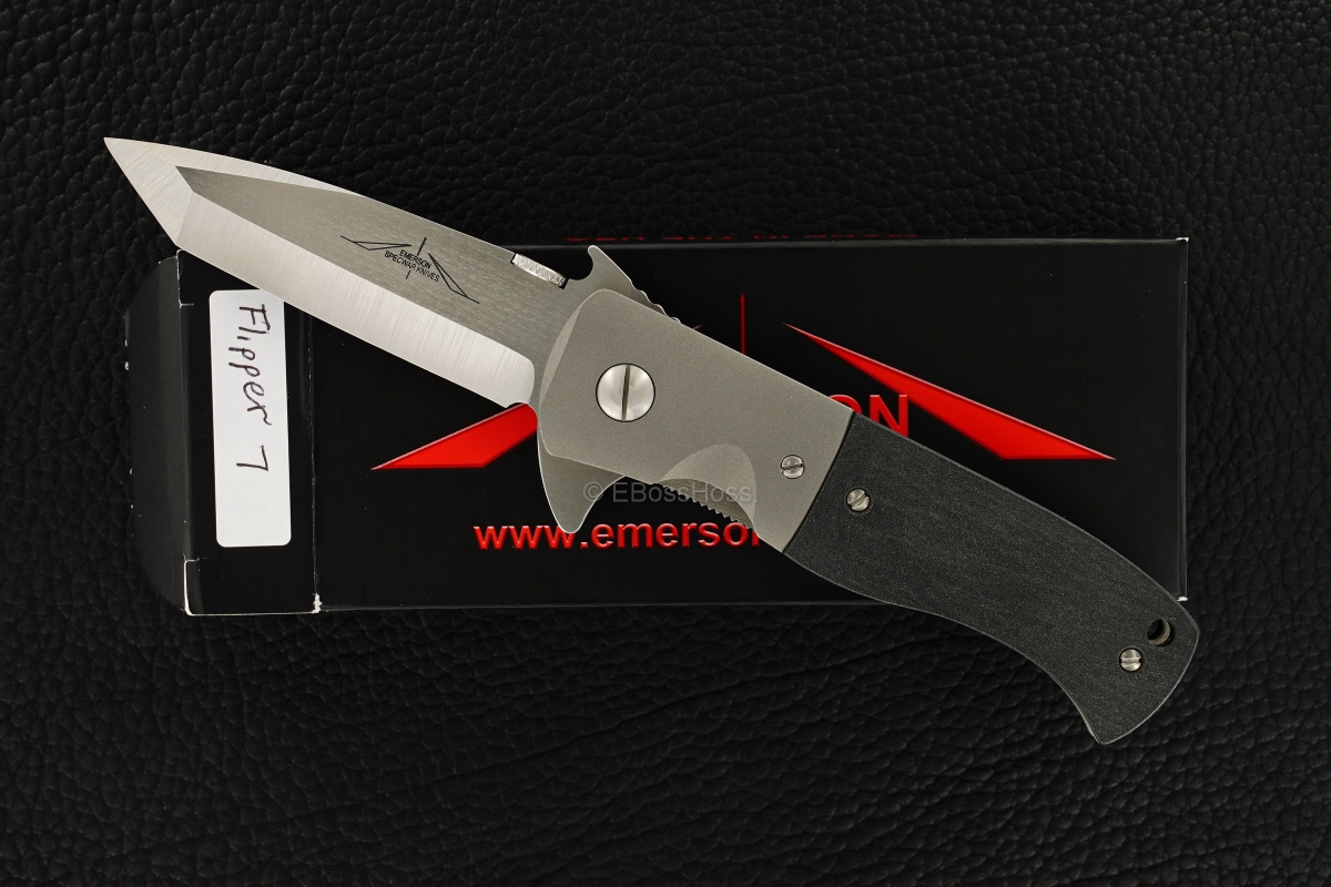 Ernie Emerson Custom Black-handled CQC-7 Flipper w/Wave
