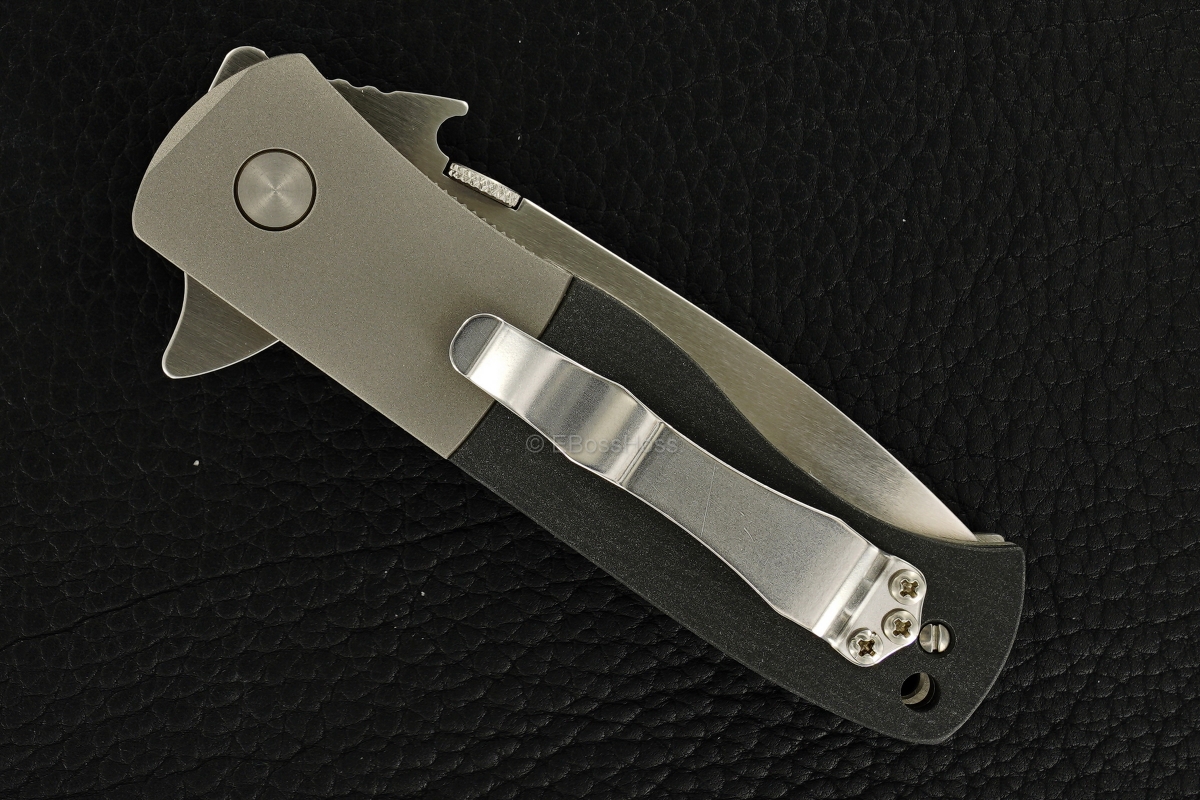 Ernie Emerson Custom Black-handled CQC-7 Flipper w/Wave