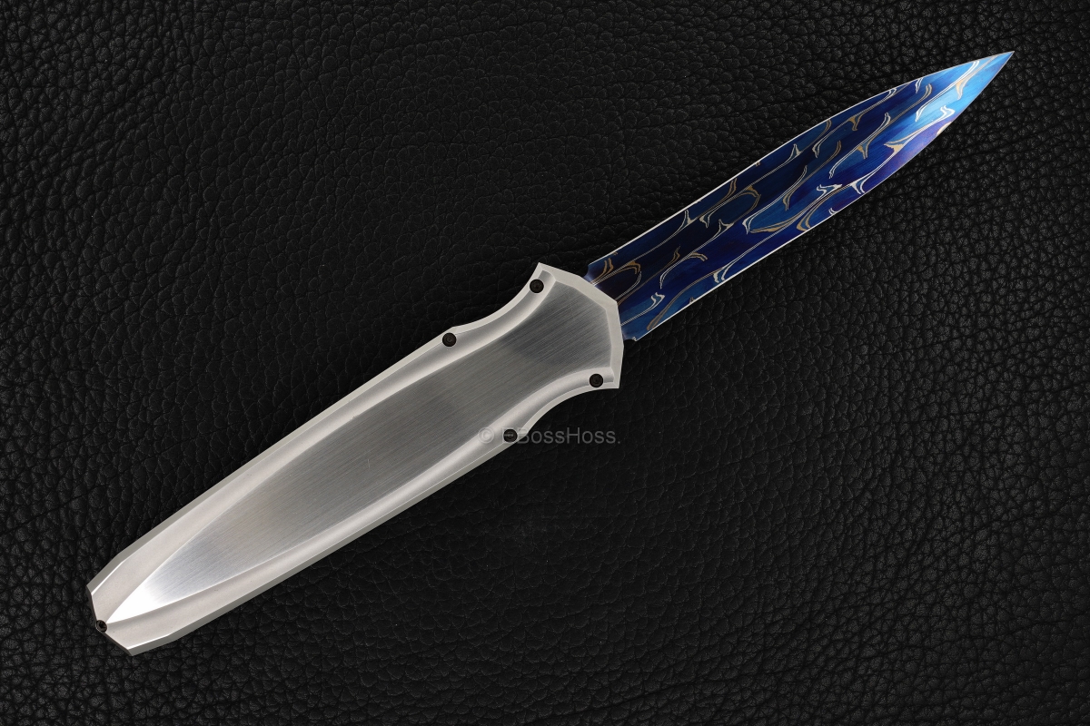 Jeff Harkins Custom SS Triton II OTF with Doug House Barbwire Damascus