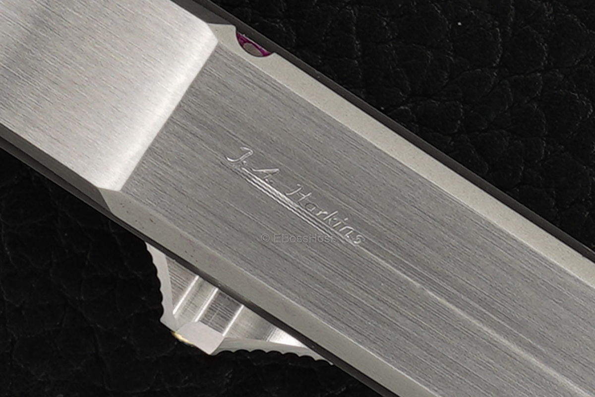 Jeff Harkins Custom SS Triton II OTF with Doug House Barbwire Damascus