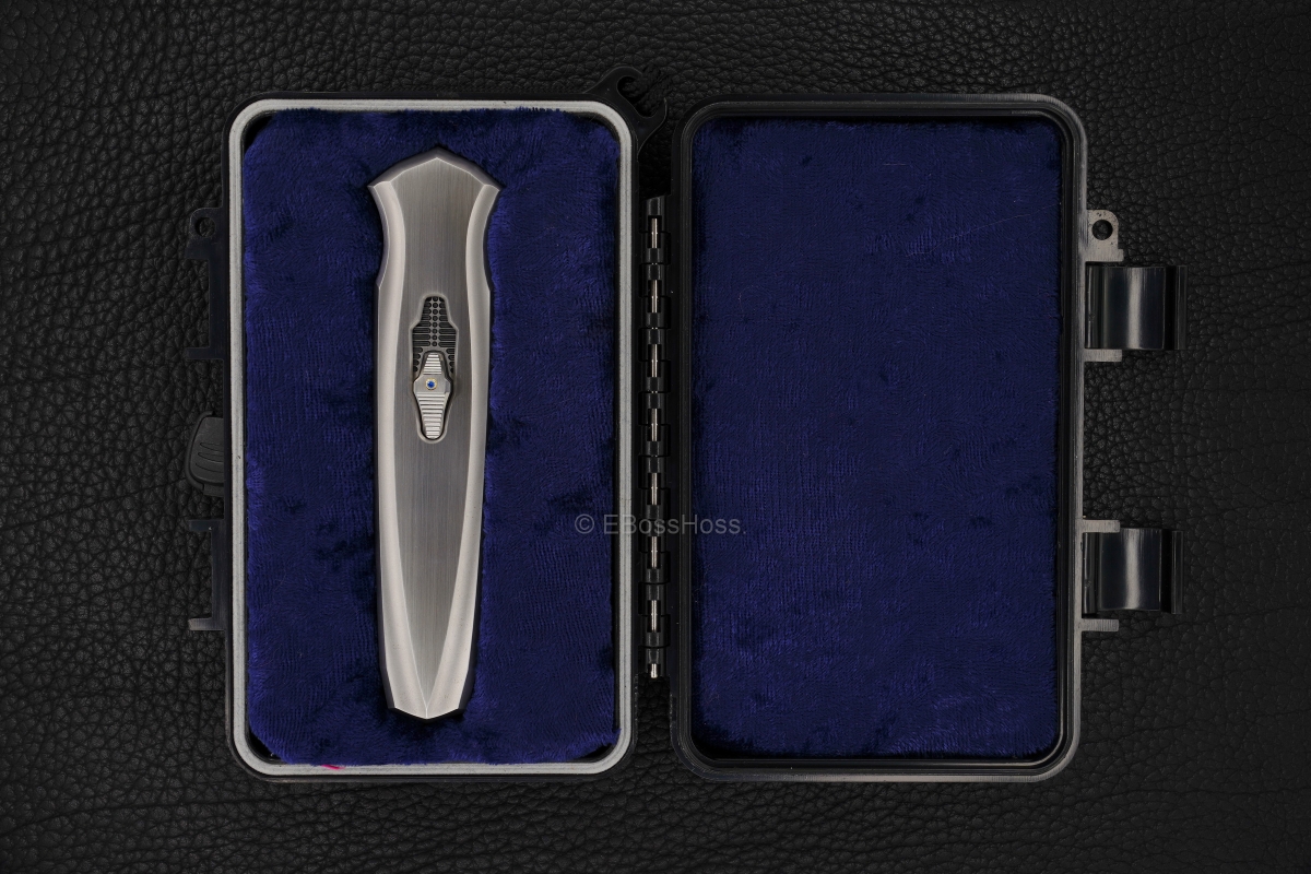 Jeff Harkins Custom SS Triton II OTF with Doug House Barbwire Damascus