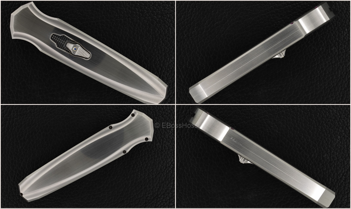 Jeff Harkins Custom SS Triton II OTF with Doug House Barbwire Damascus