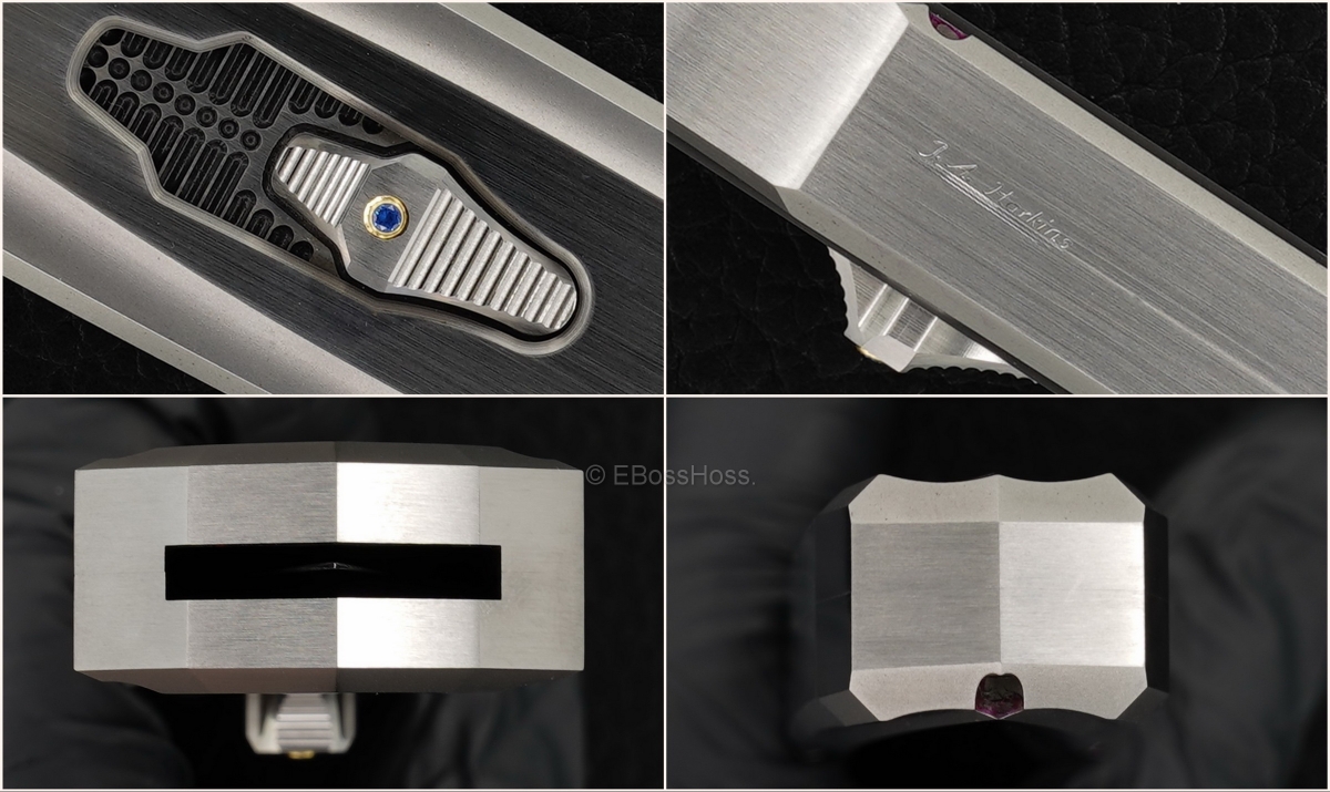 Jeff Harkins Custom SS Triton II OTF with Doug House Barbwire Damascus