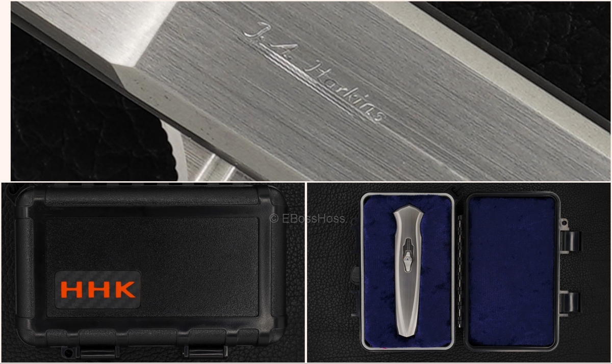 Jeff Harkins Custom SS Triton II OTF with Doug House Barbwire Damascus