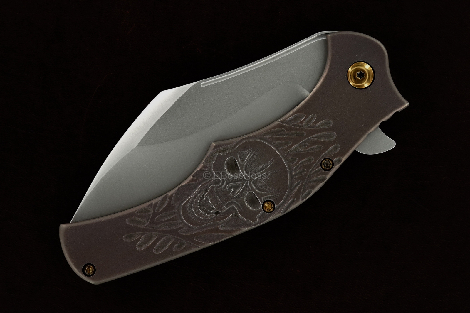 Jody Muller Custom Carved Skull Framelock Flipper