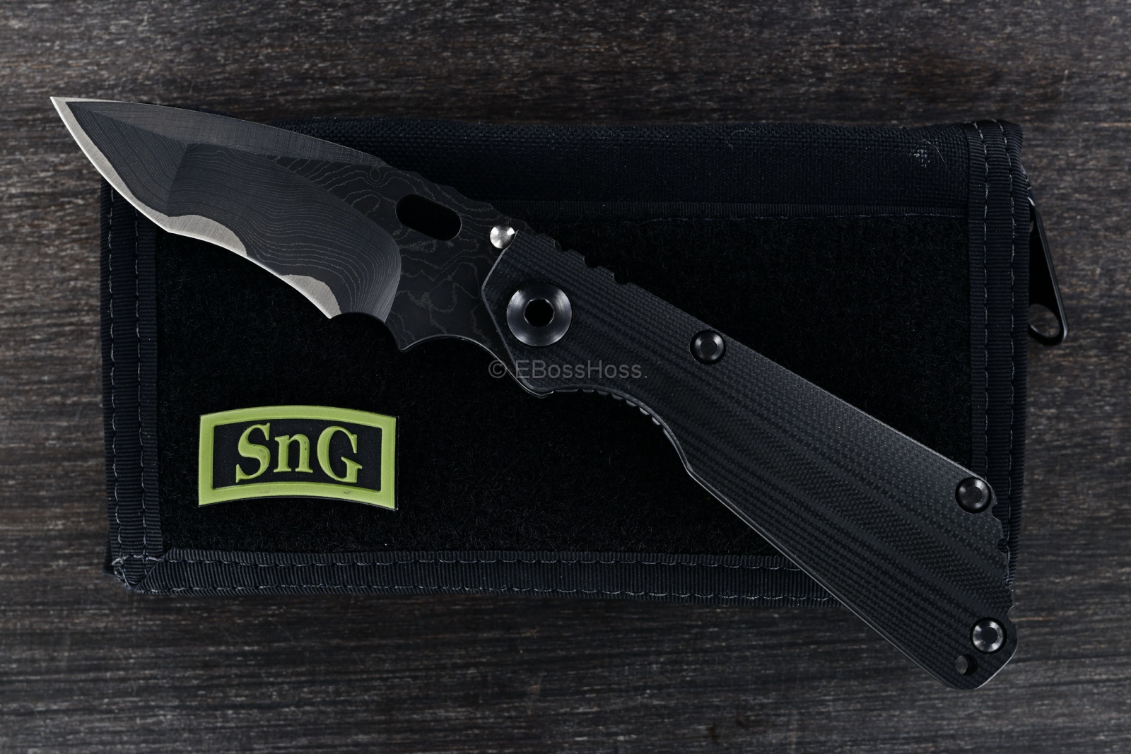 Mick Strider Custom (MSC) Stellite-core San Mai Damascus Nightmare SnG