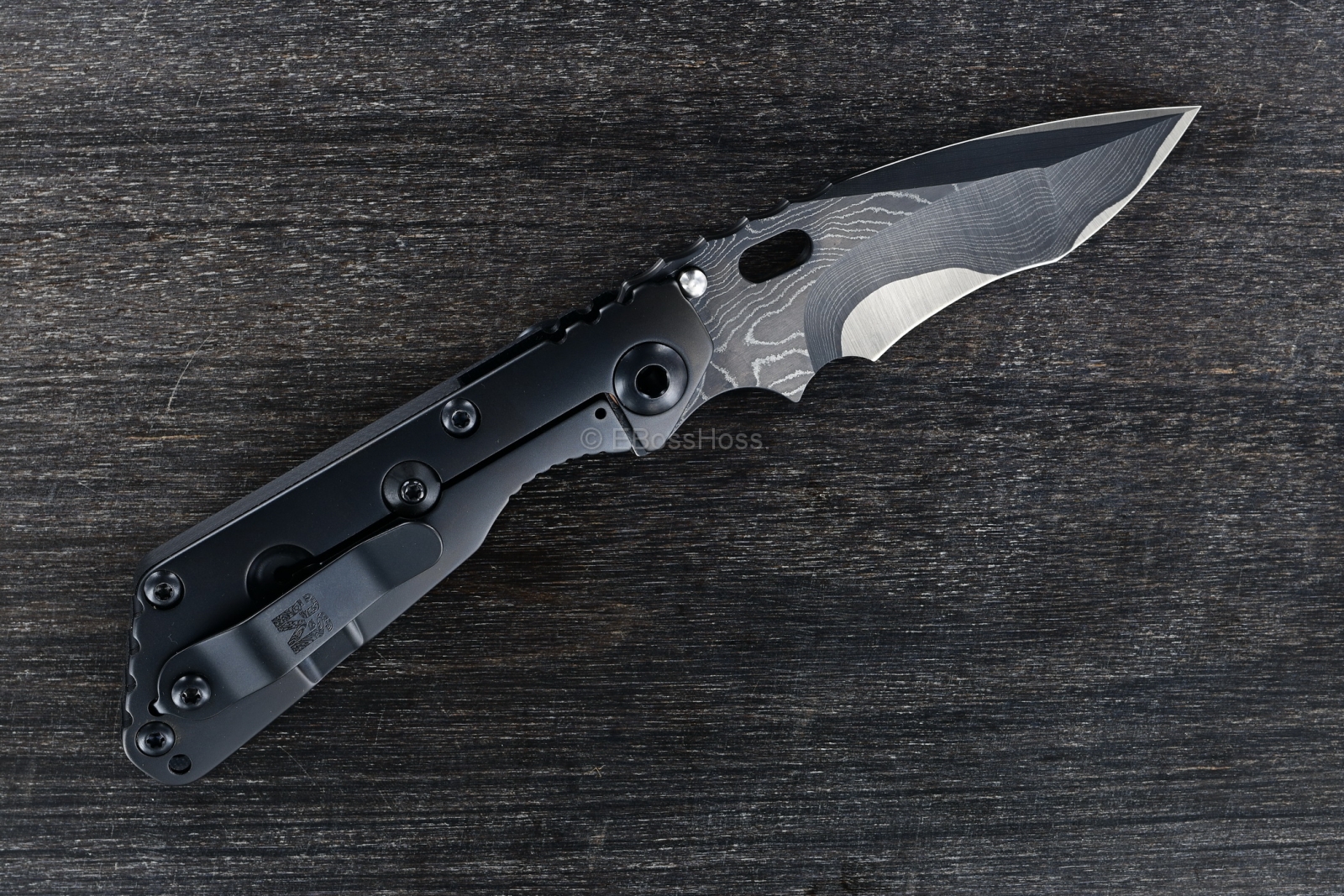 Mick Strider Custom (MSC) Stellite-core San Mai Damascus Nightmare SnG