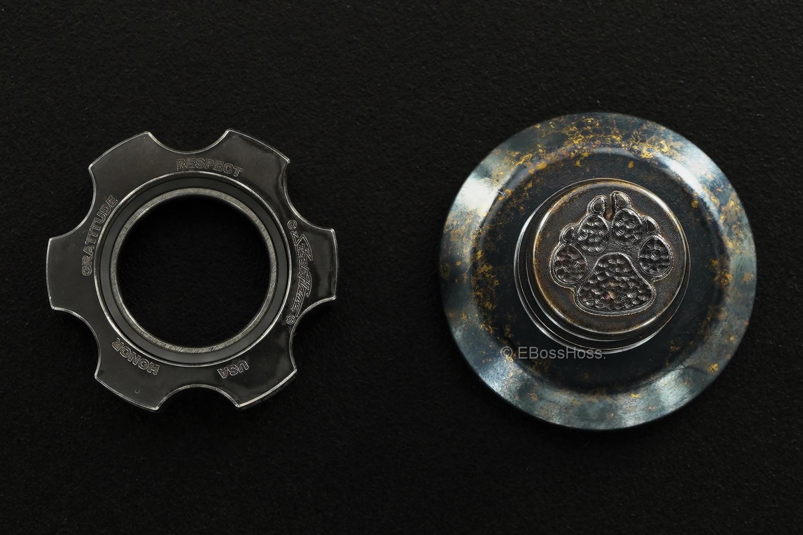 Steel Flame Cog Ring-Spin w XL 3-D Stippled Dog-Paw Slug