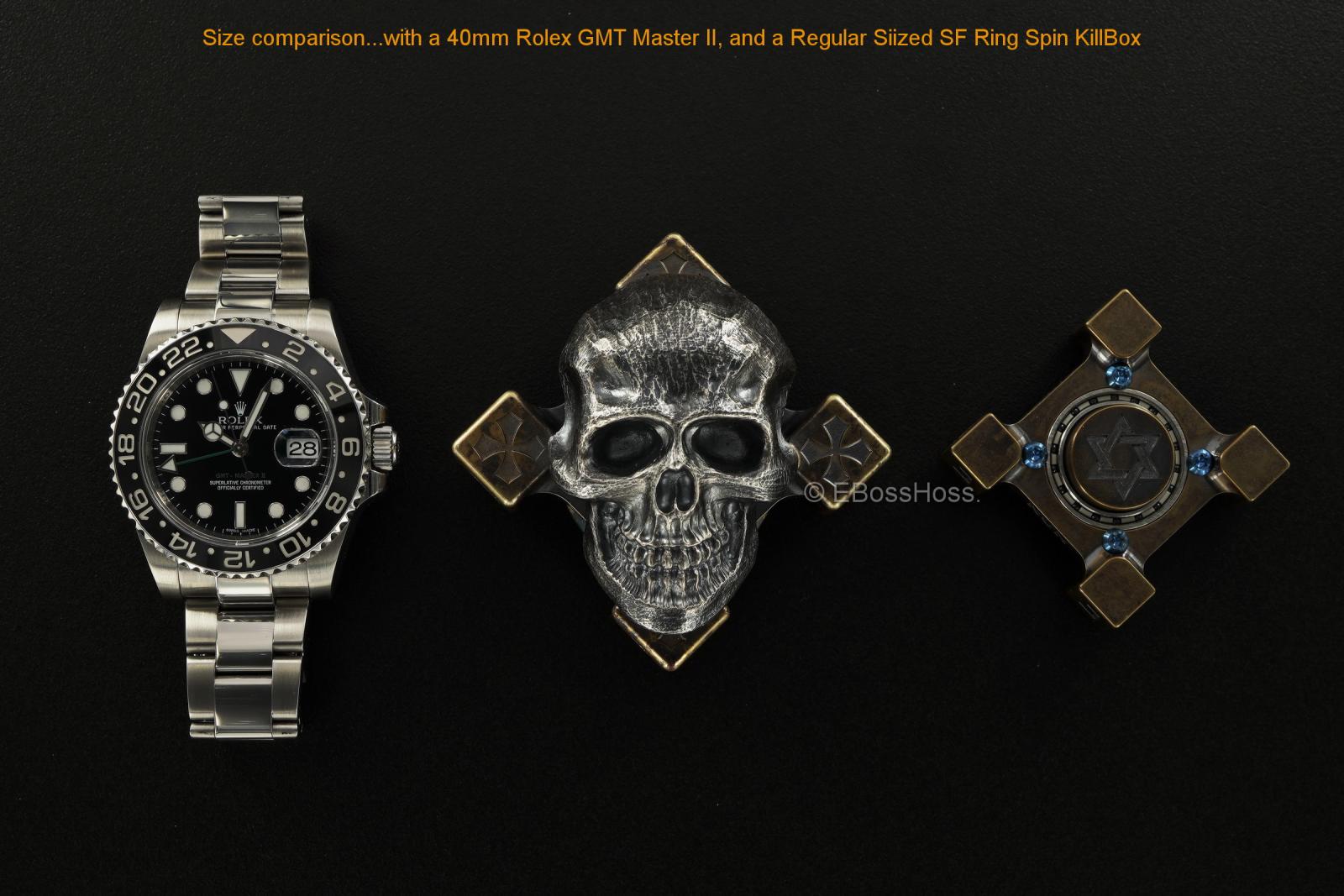 Steel Flame Giant Darkness Skull SLEDGE Ring Spin with XL 3-D Warrior Skull Slug