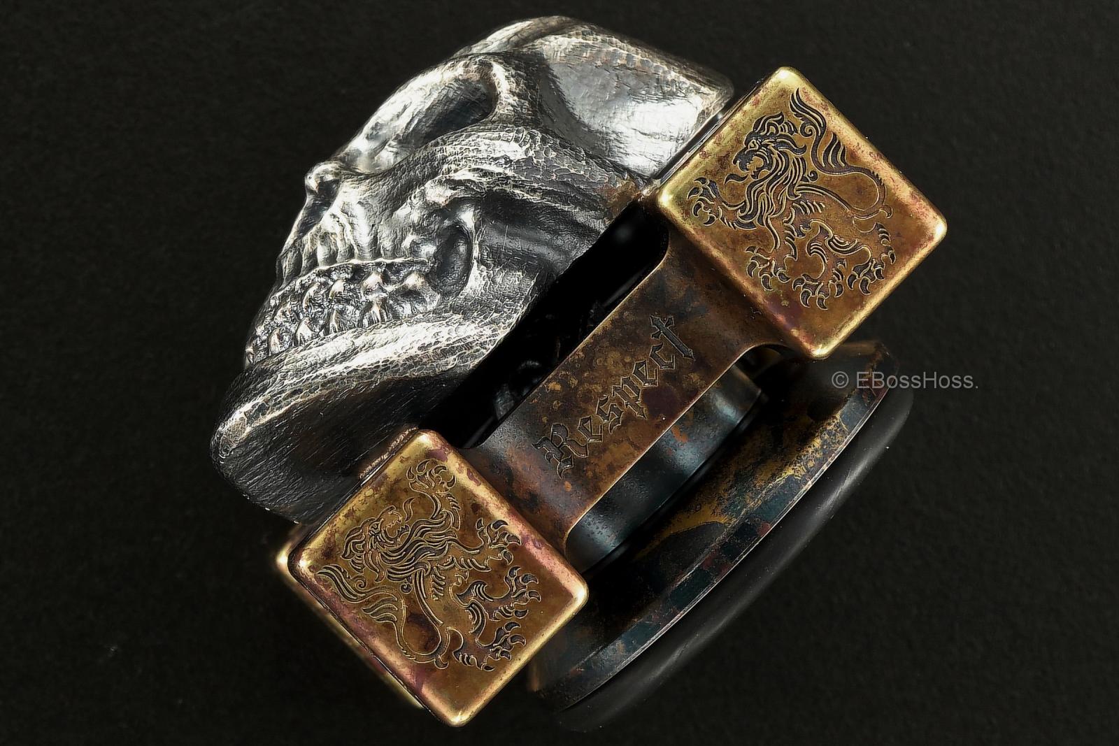 Steel Flame Giant Darkness Skull SLEDGE Ring Spin with XL 3-D Warrior Skull Slug